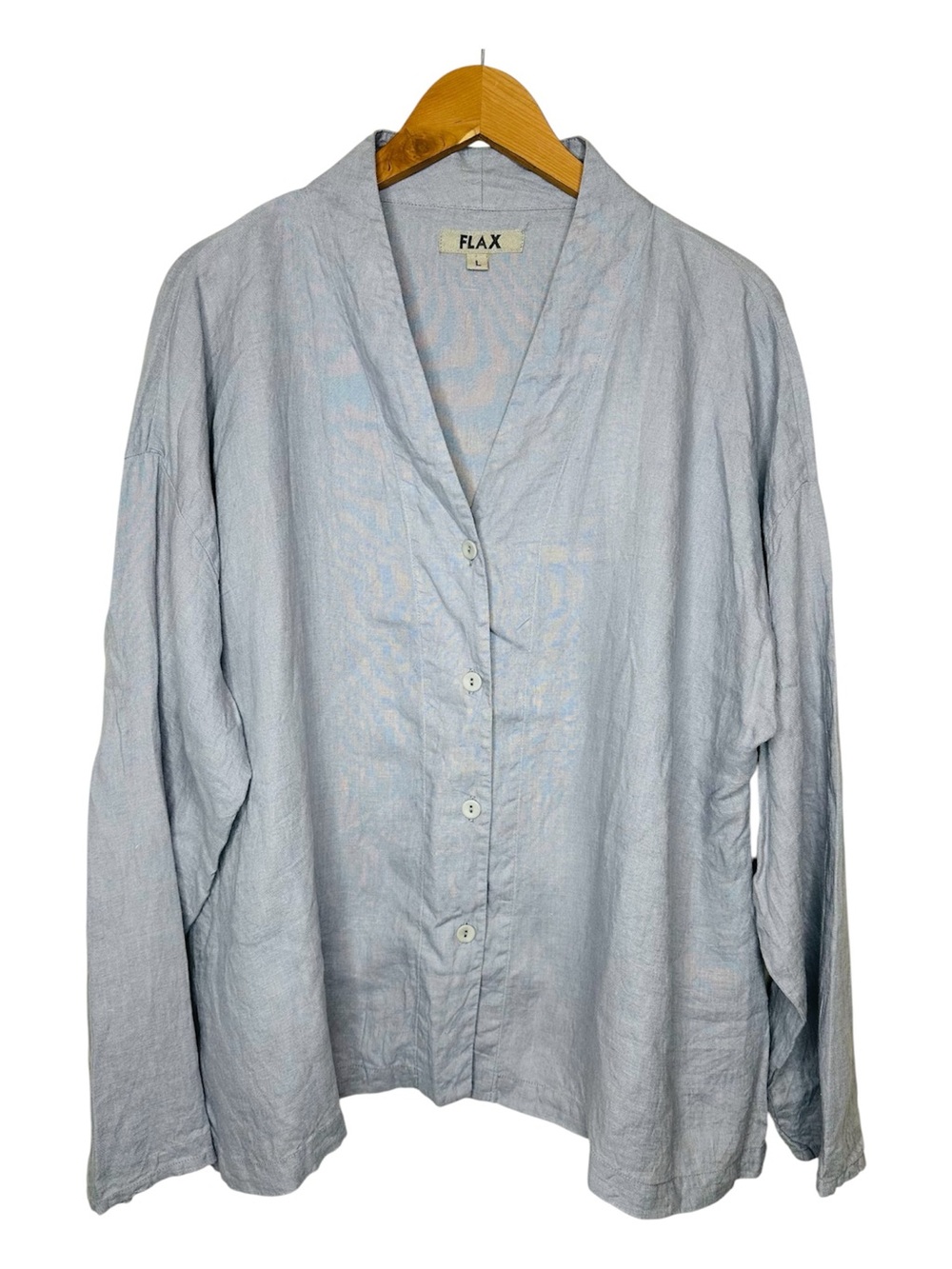 Flax 100% Linen Button-Down Cardigan Cover up Size Large Grey Lavender Lagenlook